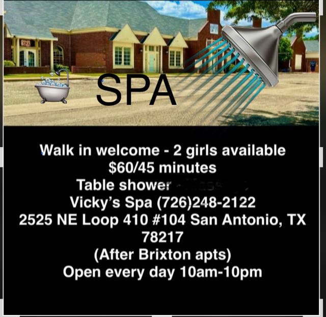 💋🎀 (WALK-IN )Welcome 💋🚿🛁VICKY’S Health SPA🛁 📞(726)248-2122 Relaxation +Table Shower.🏧💋2525 NE Loop  410 San Antonio Texas 782