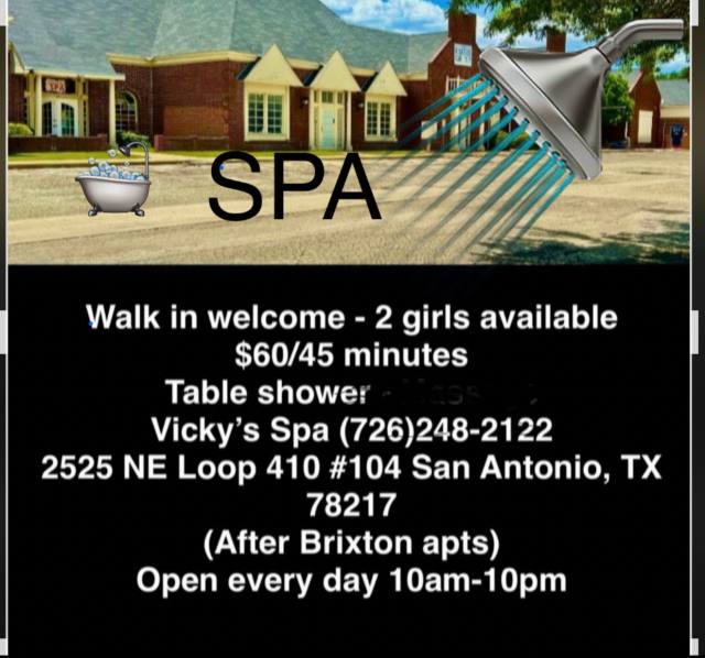💋🎀 (WALK-IN )Welcome 💋🚿🛁VICKY’S Health SPA🛁 📞(726)248-2122 Relaxation +Table Shower.🏧💋2525 NE 410Loop  San Antonio Texas 7821